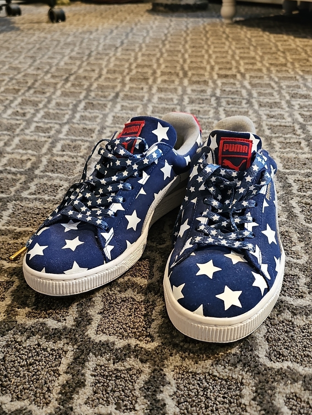 Puma Kids Navy and White Star Pattern Sneakers